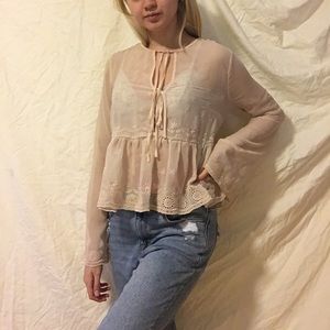 ⚡️BOGO FREE⚡️ ♡ sheer bell sleeve top ♡